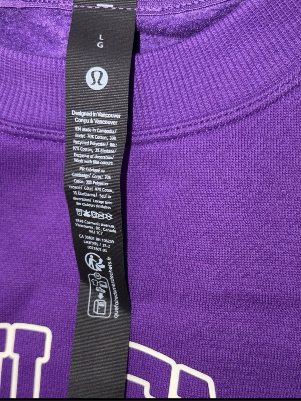 NWT LULULEMON MENS LARGE STEADY STATE CREW SWEATSHIRT*GRAPHIC PURPLE RETAIL $118 - Picture 6 of 15